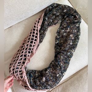 Pins & Needles Floral and Pink Crochet Scarf